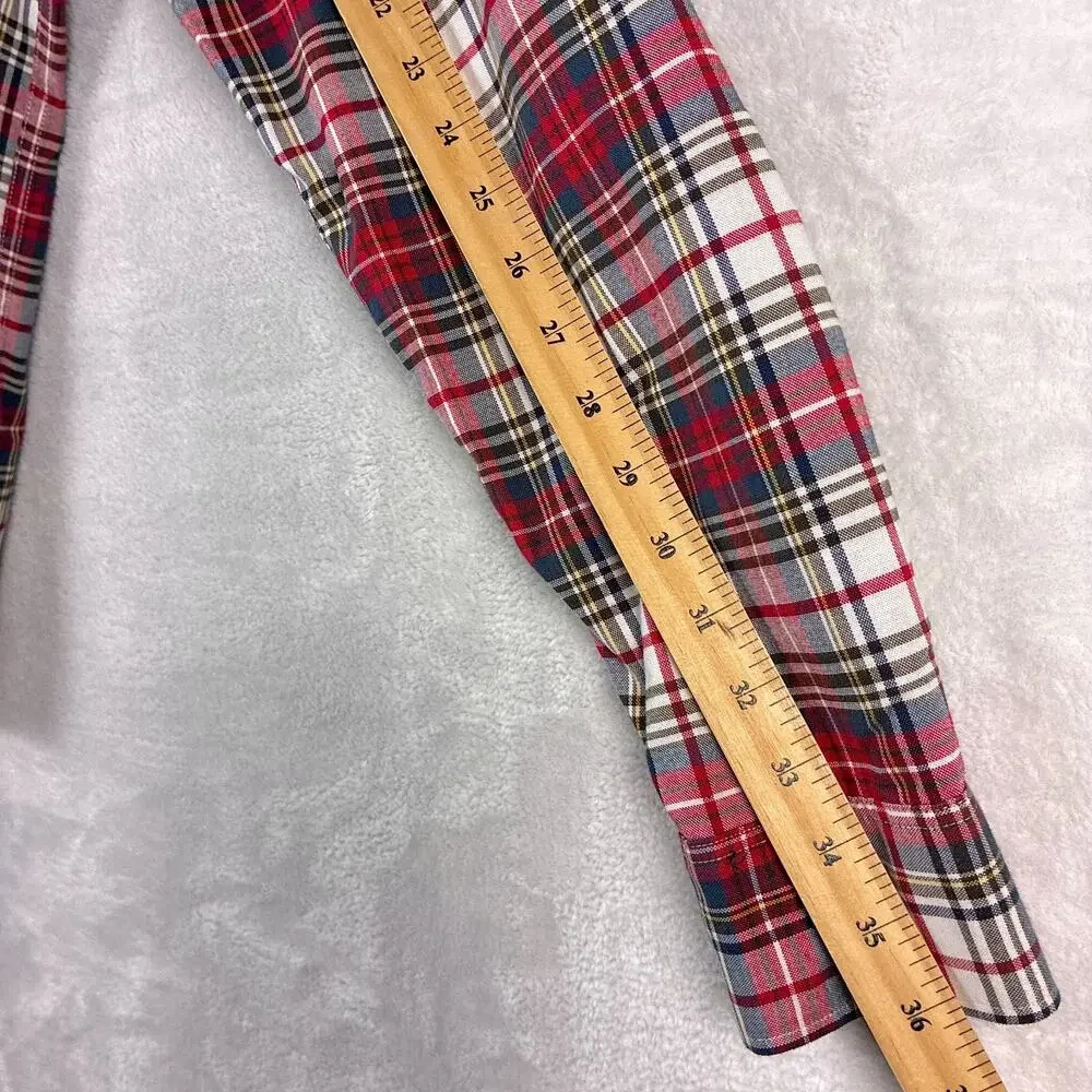 J.Crew Shirt Mens M Tall Red White Plaid Broken In Oxford Preppy Heritage OCBD